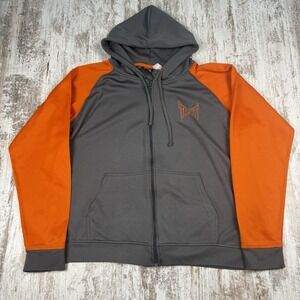 Vintage TAPOUT Gray/Orange Mens Full Zip Hoodie XL Read